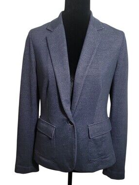 Banana Republic women's size 4 blue chambray one botton notched collar blazer